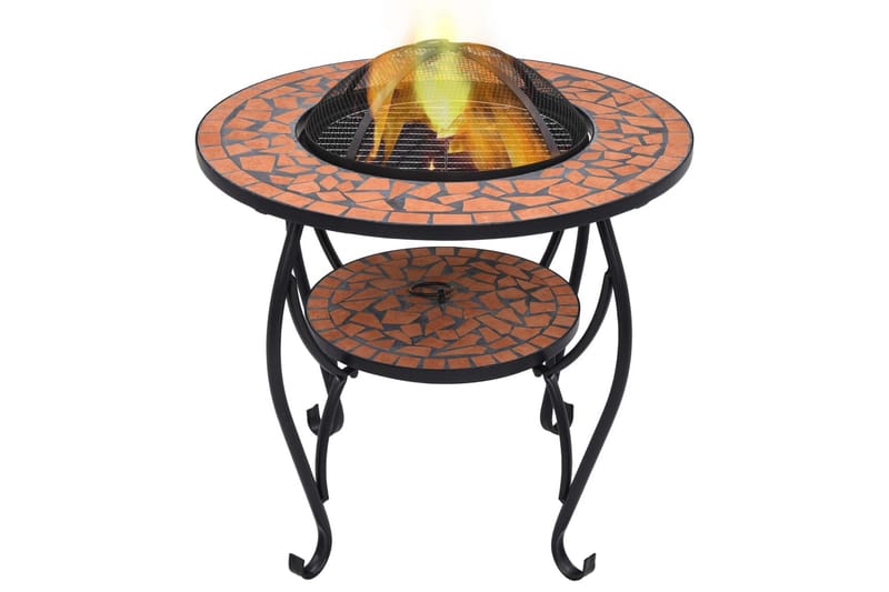 Mosaiikkipöytä tulisijalla terrakotta 68 cm keramiikka - Ruskea - Sisustustuotteet - Sisustustakka & kamiina - Ulkotilan tulisija & kotakeittiö