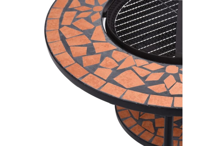 Mosaiikkipöytä tulisijalla terrakotta 68 cm keramiikka - Ruskea - Ulkotilan tulisija & kotakeittiö