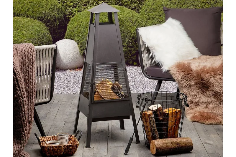 Takka Yasur 41x41x100 cm - Sisustustuotteet - Sisustustakka & kamiina - Ulkotilan tulisija & kotakeittiö