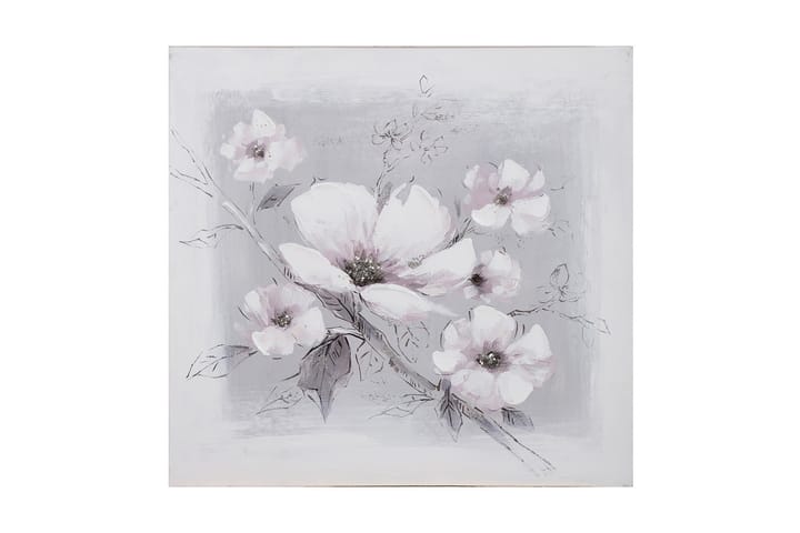 Öljymaalaus 60x60 cm, valkoiset kukat - Öljymaalaus - Taulu & taide