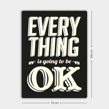 Canvas 70x100 cm - Inspiroivaa typografista taidetta viestillä Everything is going to be OK - Musta / Luonnonvalkoinen / Punainen - Sisustustuotteet - Taulu & taide - Canvas-taulu