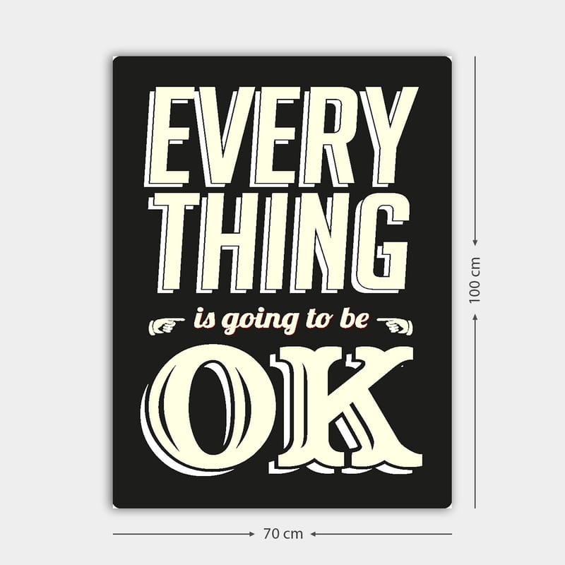 Canvas 70x100 cm - Inspiroivaa typografista taidetta viestillä Everything is going to be OK - Musta / Luonnonvalkoinen / Punainen - Sisustustuotteet - Taulu & taide - Canvas-taulu
