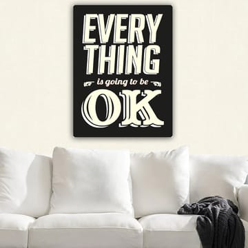 Canvas 70x100 cm - Inspiroivaa typografista taidetta viestillä Everything is going to be OK - Musta / Luonnonvalkoinen / Punainen - Sisustustuotteet - Taulu & taide - Canvas-taulu