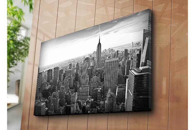 Canvas 70x100 cm - Panoraamanäkymä New Yorkin horisonttiin, keskipisteenä Empire State Building - Musta / Valkoinen / Harmaa - Sisustustuotteet - Taulu & taide - Canvas-taulu