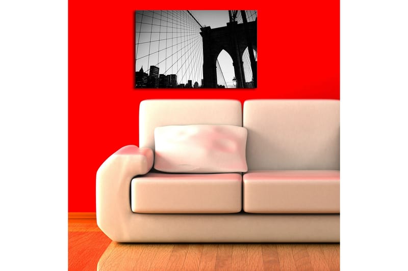 Canvas 70x45 cm - Brooklynin sillan siluetti dramaattista taivasta vasten - Musta / Harmaa - Sisustustuotteet - Taulu & taide - Canvas-taulu