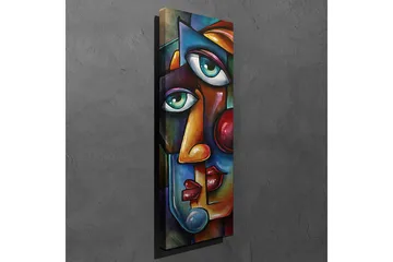 Canvas-taulu 30x80 cm - Abstrakti muotokuva, jossa kaksi kasvoa kietoutuvat toisiinsa - Tummansininen / Punainen / Beige - Sisustustuotteet - Taulu & taide - Canvas-taulu