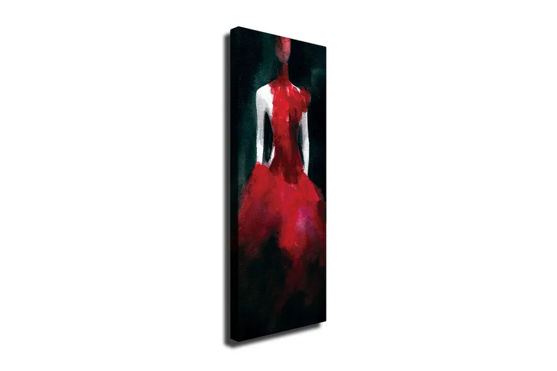 Canvas-taulu 30x80 cm - Elegantti punainen mekko, Punainen / Musta