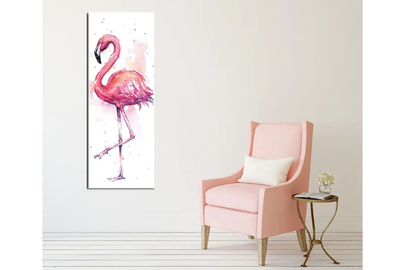 Canvas-taulu 30x80 cm - Flamingo pehmeissä pastelliväreissä - Vaaleanpunainen / Violetti / Musta - Sisustustuotteet - Taulu & taide - Canvas-taulu