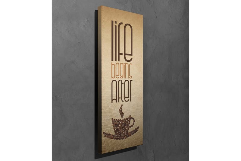 Canvas-taulu 30x80 cm - Inspiroiva sitaatti elämästä, pääaiheena kahvikuppi - Beige / Ruskea - Sisustustuotteet - Taulu & taide - Canvas-taulu
