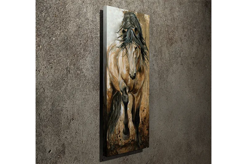 Canvas-taulu 30x80 cm - Suuri ja majesteettinen hevosen muotokuva - Beige / Ruskea / Musta - Sisustustuotteet - Taulu & taide - Canvas-taulu