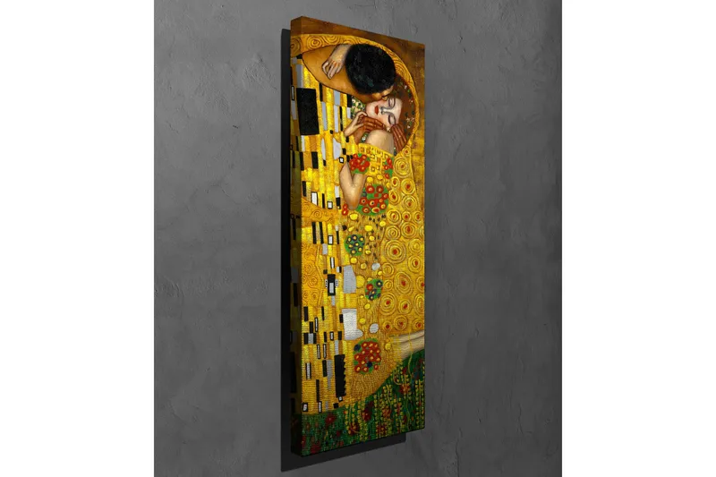 Canvas-taulu 30x80 cm - Tunteellinen syleily kahden rakastavaisen välillä - Kulta / Vihreä / Punainen - Sisustustuotteet - Taulu & taide - Canvas-taulu