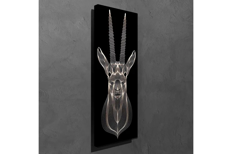 Canvas-taulu 30x80 cm - Tyylitelty kuva antiloopista yksityiskohtaisilla viivoilla - Musta / Harmaa / Valkoinen - Sisustustuotteet - Taulu & taide - Canvas-taulu