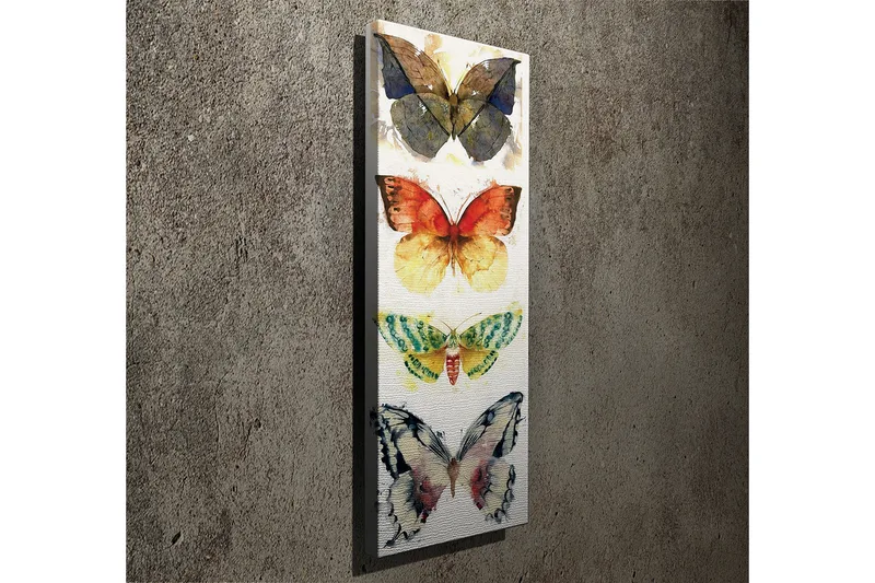 Canvas-taulu 30x80 cm - Värikkäät perhoset pystysommitelmassa - Sininen / Oranssi / Vihreä - Sisustustuotteet - Taulu & taide - Canvas-taulu