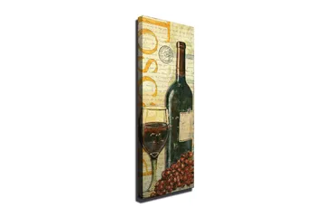 Canvas-taulu 30x80 cm - Viinipullo lasilla ja viinirypäleillä - Tummanvihreä / Punainen / Ruskea - Sisustustuotteet - Taulu & taide - Canvas-taulu