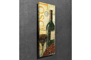 Canvas-taulu 30x80 cm - Viinipullo lasilla ja viinirypäleillä - Tummanvihreä / Punainen / Ruskea - Sisustustuotteet - Taulu & taide - Canvas-taulu