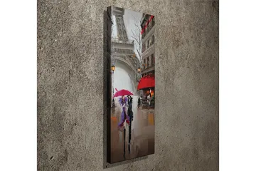 Canvas-taulu 30x80 cm - Pariisin autot sateessa värikkäiden sateenvarjojen kanssa - Punainen / Violetti / Harmaa - Sisustustuotteet - Taulu & taide - Canvas-taulu