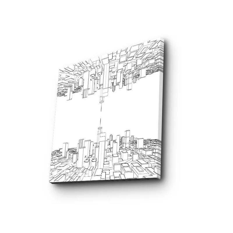 Canvas-taulu 45x45 cm - Abstrakti kaupunkikuva geometrisilla muodoilla - Musta / Valkoinen - Sisustustuotteet - Taulu & taide - Canvas-taulu