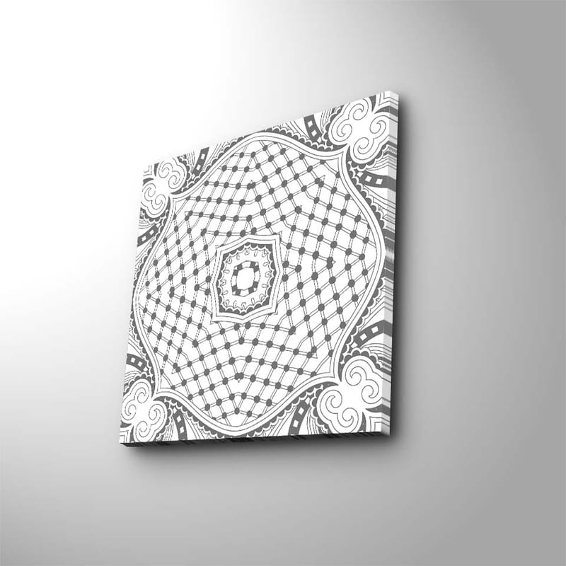 Canvas-taulu 45x45 cm - Abstrakti kuvio geometrisilla muodoilla ja viivoilla - Musta / Valkoinen / Harmaa - Sisustustuotteet - Taulu & taide - Canvas-taulu