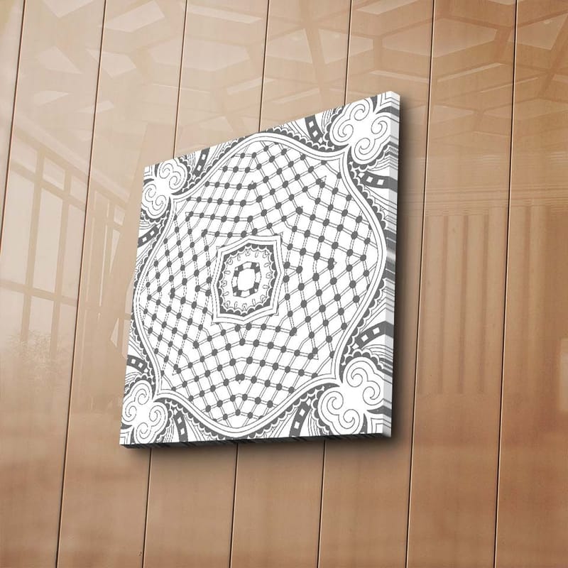 Canvas-taulu 45x45 cm - Abstrakti kuvio geometrisilla muodoilla ja viivoilla - Musta / Valkoinen / Harmaa - Sisustustuotteet - Taulu & taide - Canvas-taulu