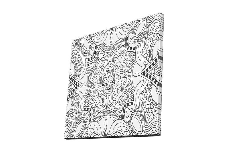 Canvas-taulu 45x45 cm - Abstrakti kuvio mustilla viivoilla ja muodoilla, Musta / Valkoinen