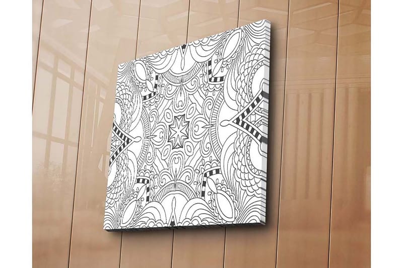 Canvas-taulu 45x45 cm - Abstrakti kuvio mustilla viivoilla ja muodoilla - Musta / Valkoinen - Sisustustuotteet - Taulu & taide - Canvas-taulu