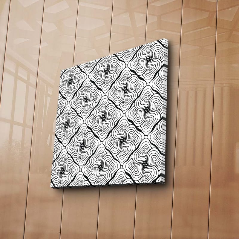Canvas-taulu 45x45 cm - Abstrakti kuvio mustilla viivoilla ja valkoisilla pinnoilla - Musta / Valkoinen - Sisustustuotteet - Taulu & taide - Canvas-taulu