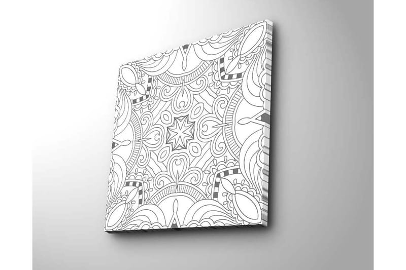 Canvas-taulu 45x45 cm - Abstrakti kuvio mustilla viivoilla ja yksityiskohdilla - Musta / Valkoinen - Sisustustuotteet - Taulu & taide - Canvas-taulu