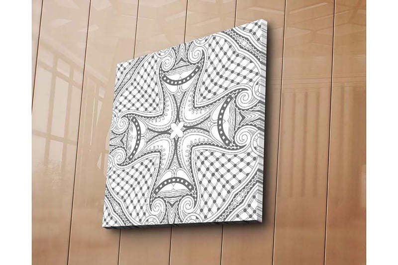 Canvas-taulu 45x45 cm - Abstrakti kuvio mustilla viivoilla ja yksityiskohdilla - Musta / Valkoinen - Sisustustuotteet - Taulu & taide - Canvas-taulu