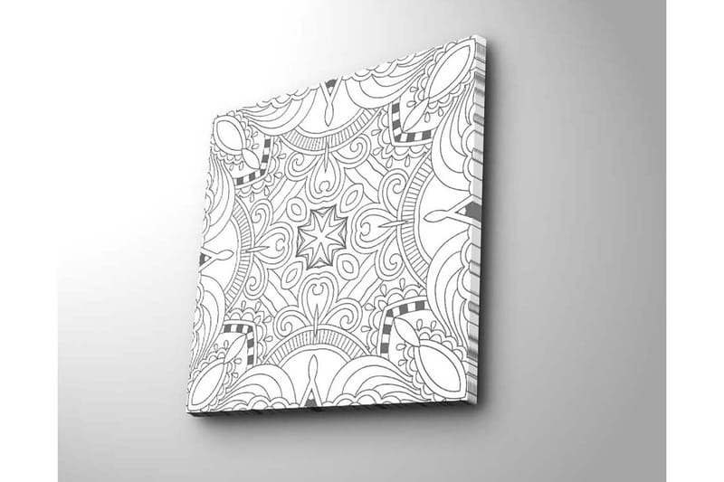 Canvas-taulu 45x45 cm - Abstrakti kuvio mustilla viivoilla ja yksityiskohdilla - Musta / Valkoinen - Sisustustuotteet - Taulu & taide - Canvas-taulu