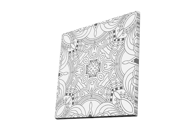 Canvas-taulu 45x45 cm - Abstrakti kuvio mustilla viivoilla ja yksityiskohdilla, Musta / Valkoinen