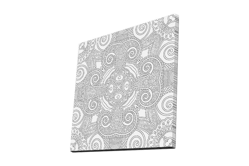 Canvas-taulu 45x45 cm - Abstrakti kuvio spiraaleilla ja viivoilla, Musta / Valkoinen