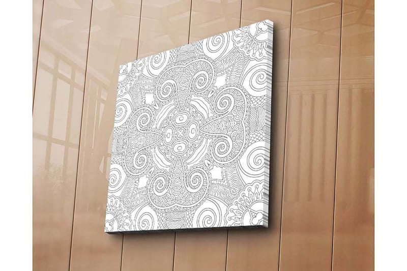 Canvas-taulu 45x45 cm - Abstrakti kuvio spiraaleilla ja viivoilla - Musta / Valkoinen - Sisustustuotteet - Taulu & taide - Canvas-taulu