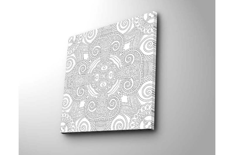 Canvas-taulu 45x45 cm - Abstrakti kuvio spiraaleilla ja viivoilla - Musta / Valkoinen - Sisustustuotteet - Taulu & taide - Canvas-taulu