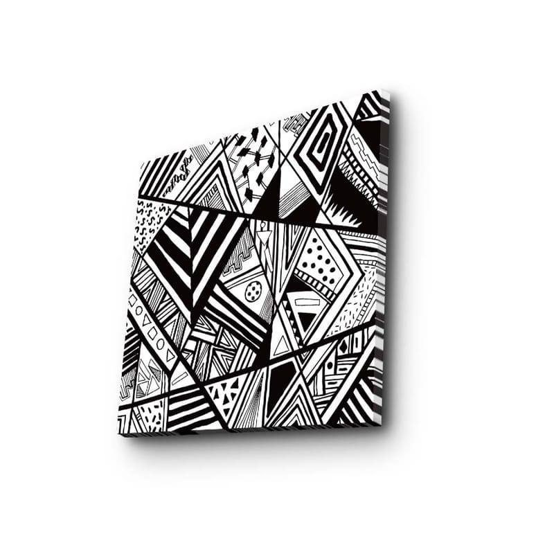 Canvas-taulu 45x45 cm - Abstrakti sommitelma geometrisilla kuvioilla mustavalkoisena - Musta / Valkoinen - Sisustustuotteet - Taulu & taide - Canvas-taulu