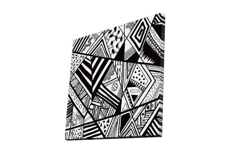Canvas-taulu 45x45 cm - Abstrakti sommitelma geometrisilla kuvioilla mustavalkoisena - Musta / Valkoinen - Sisustustuotteet - Taulu & taide - Canvas-taulu