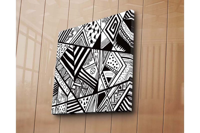 Canvas-taulu 45x45 cm - Abstrakti sommitelma geometrisilla kuvioilla mustavalkoisena - Musta / Valkoinen - Sisustustuotteet - Taulu & taide - Canvas-taulu