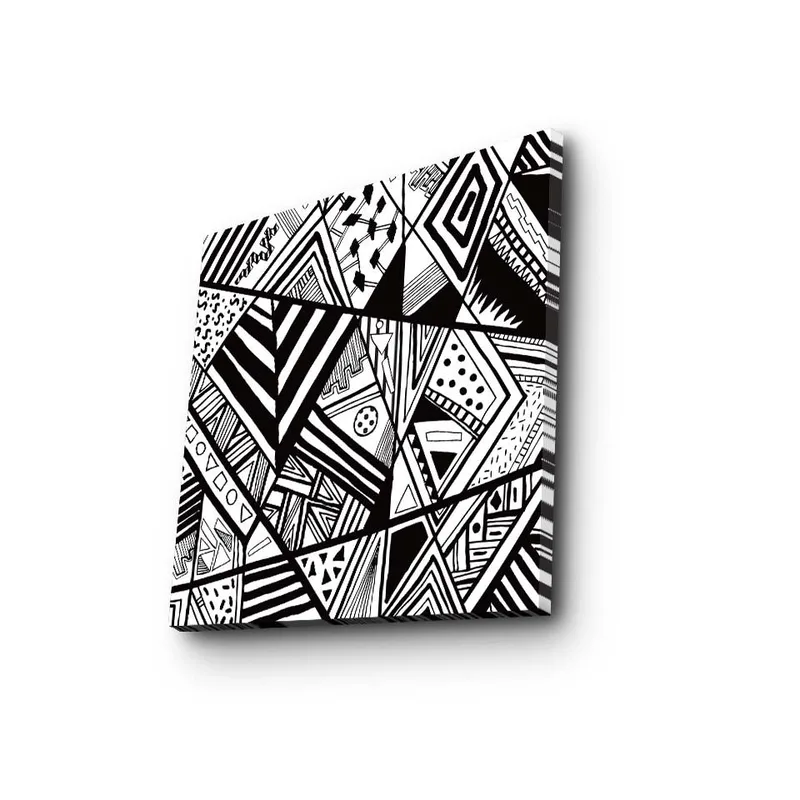 Canvas-taulu 45x45 cm - Abstrakti sommitelma geometrisilla kuvioilla mustavalkoisena - Musta / Valkoinen - Sisustustuotteet - Taulu & taide - Canvas-taulu