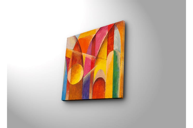 Canvas-taulu 45x45 cm - Abstrakti sommitelma geometrisilla muodoilla ja vahvoilla väreillä - Punainen / Oranssi / Keltainen - Sisustustuotteet - Taulu & taide - Canvas-taulu
