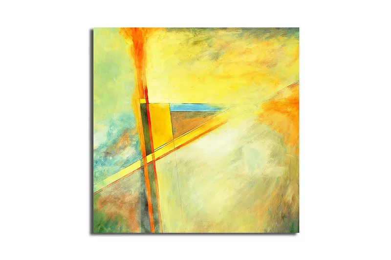 Canvas-taulu 45x45 cm - Abstrakti sommitelma kirkkailla väreillä ja geometrisilla muodoilla - Keltainen / Oranssi / Sininen - Sisustustuotteet - Taulu & taide - Canvas-taulu