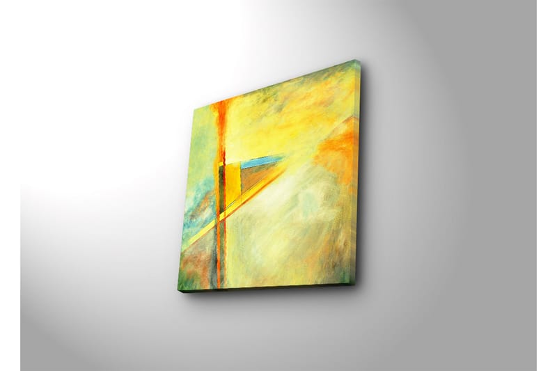 Canvas-taulu 45x45 cm - Abstrakti sommitelma kirkkailla väreillä ja geometrisilla muodoilla - Keltainen / Oranssi / Sininen - Sisustustuotteet - Taulu & taide - Canvas-taulu