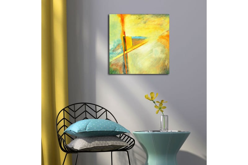 Canvas-taulu 45x45 cm - Abstrakti sommitelma kirkkailla väreillä ja geometrisilla muodoilla - Keltainen / Oranssi / Sininen - Sisustustuotteet - Taulu & taide - Canvas-taulu