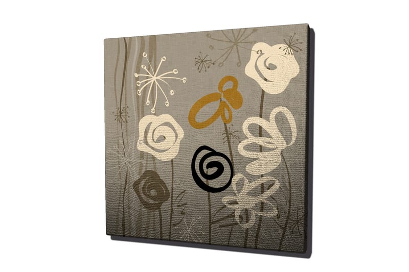 Canvas-taulu 45x45 cm - Abstrakti sommitelma kukilla ja spiraaleilla - Beige / Musta / Ruskea - Sisustustuotteet - Taulu & taide - Canvas-taulu
