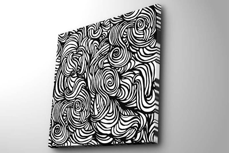 Canvas-taulu 45x45 cm - Abstrakti sommitelma mustavalkoisilla spiraaleilla - Musta / Valkoinen - Sisustustuotteet - Taulu & taide - Canvas-taulu