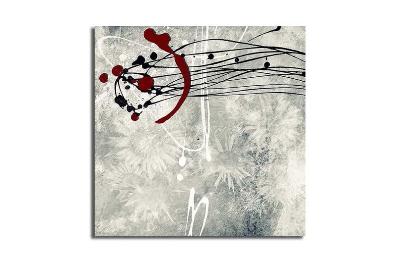 Canvas-taulu 45x45 cm - Abstrakti sommitelma mustilla ja punaisilla viivoilla ja pisteillä - Punainen / Musta / Harmaa - Sisustustuotteet - Taulu & taide - Canvas-taulu
