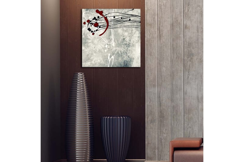 Canvas-taulu 45x45 cm - Abstrakti sommitelma mustilla ja punaisilla viivoilla ja pisteillä - Punainen / Musta / Harmaa - Sisustustuotteet - Taulu & taide - Canvas-taulu
