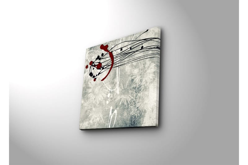 Canvas-taulu 45x45 cm - Abstrakti sommitelma mustilla ja punaisilla viivoilla ja pisteillä - Punainen / Musta / Harmaa - Sisustustuotteet - Taulu & taide - Canvas-taulu