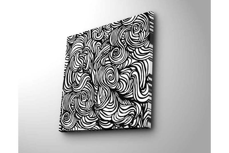 Canvas-taulu 45x45 cm - Abstrakti sommitelma mustilla spiraaleilla ja viivoilla valkoisella taustalla - Musta / Valkoinen - Sisustustuotteet - Taulu & taide - Canvas-taulu