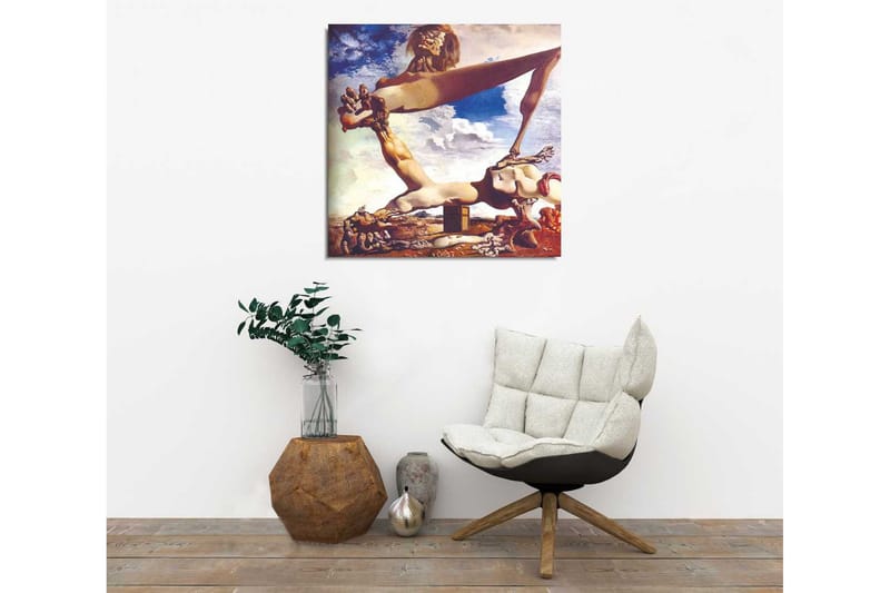 Canvas-taulu 45x45 cm - Abstrakti sommitelma surrealistisilla muodoilla ja hahmoilla - Beige / Ruskea / Sininen - Sisustustuotteet - Taulu & taide - Canvas-taulu