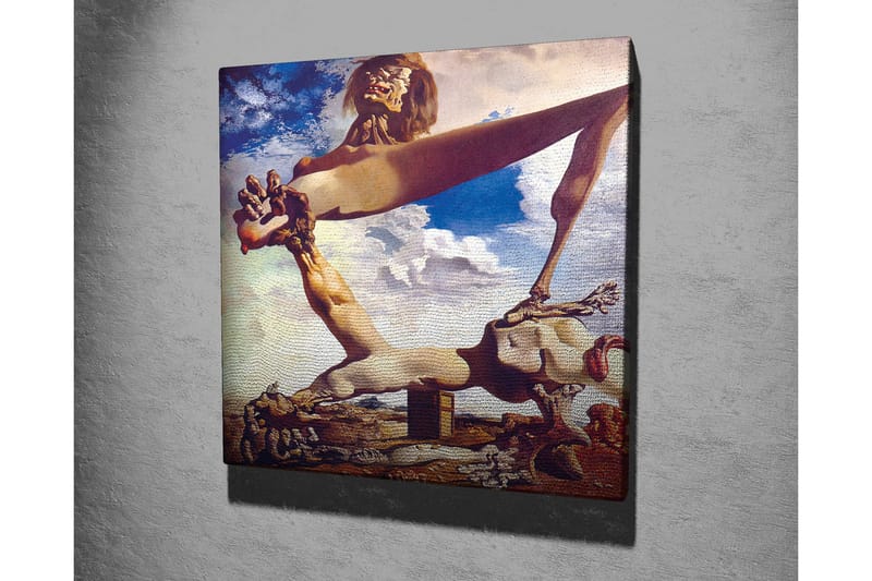 Canvas-taulu 45x45 cm - Abstrakti sommitelma surrealistisilla muodoilla ja hahmoilla - Beige / Ruskea / Sininen - Sisustustuotteet - Taulu & taide - Canvas-taulu