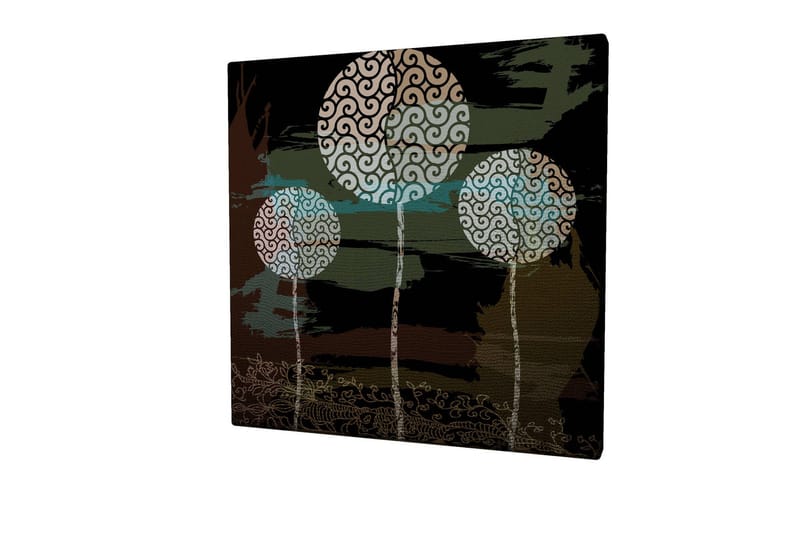 Canvas-taulu 45x45 cm - Abstrakti sommitelma tyylitellyillä puiden latvoilla - Vihreä / Musta / Valkoinen - Sisustustuotteet - Taulu & taide - Canvas-taulu